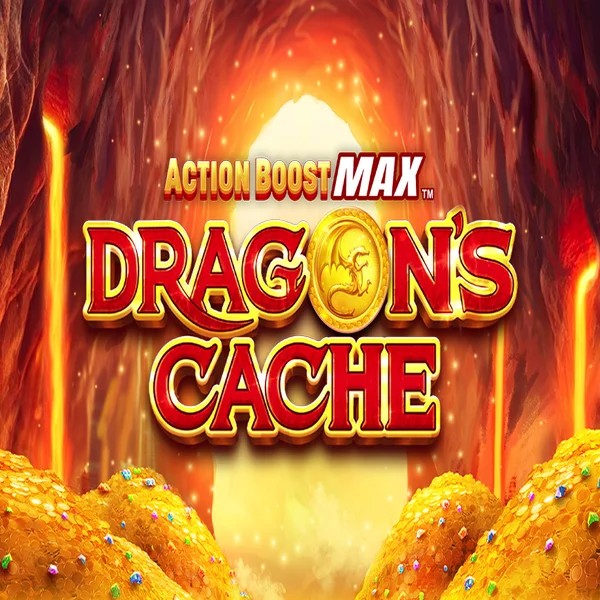 Action Boost Max Dragon&#039;s Cache game by SpinPlay Games – logo hosted on Shuffle Casino