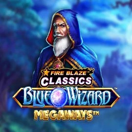 Fire Blaze Blue Wizard Megaways logo by Rarestone Gaming Shuffle Casino