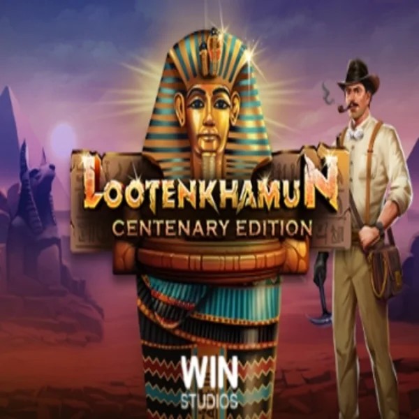Loot&#039;en Khamun the Dead Sea Scrolls slot logo by Win Studios at Shuffle Casino